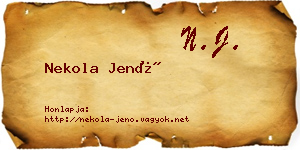 Nekola Jenő névjegykártya